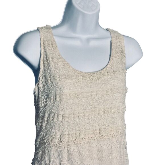 Michael Edwards Sleeveless Lace Dress Medium Beige Knee Length Whimsygoth Party - Picture 4 of 10